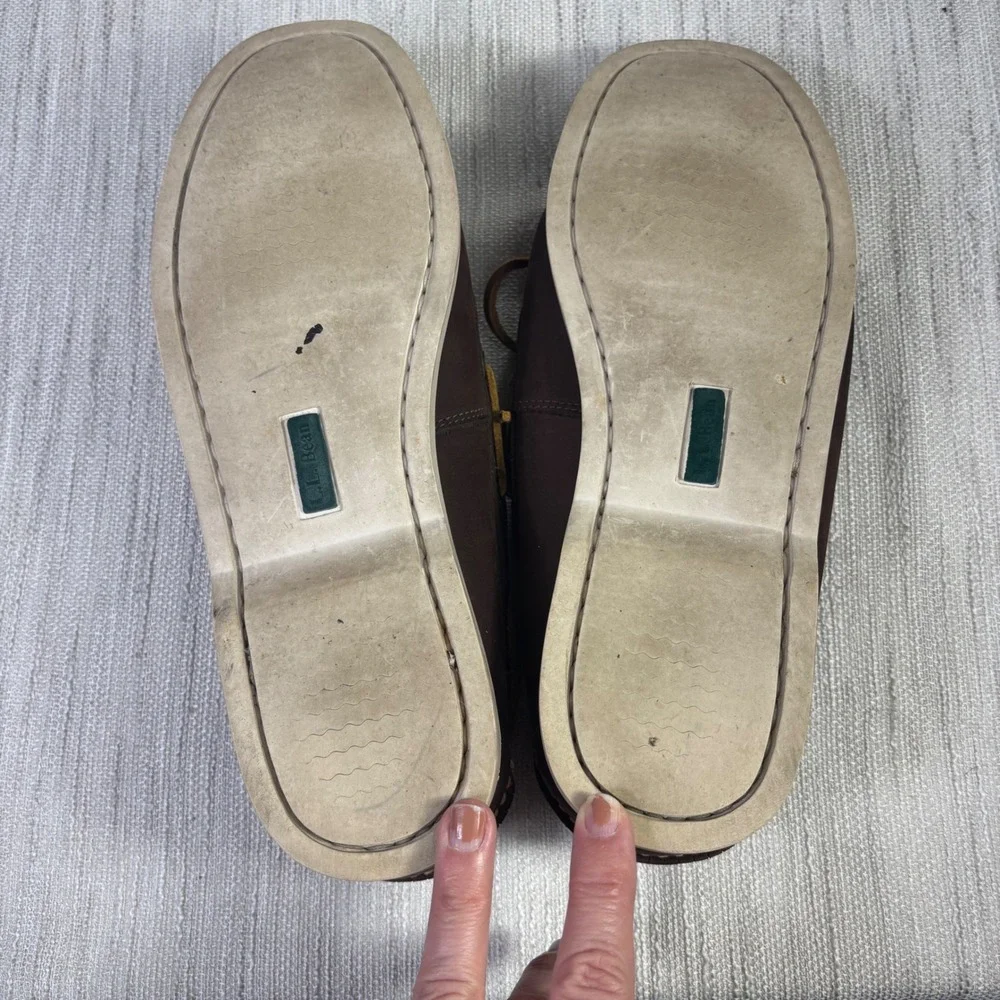 LL‎ Bean Casco Bay Boat Shoes Mens Dark Brown Nubuck Leather Loafers Deck Shoes